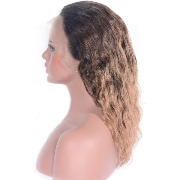 Hårförlängningar män och kvinnor frontspets äkta hår peruk Huvudbonader Gradient peruk (storlek: 6 tum)