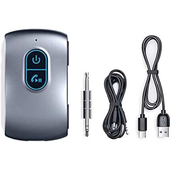 1 set Bluetooth 5.0-adapter, 2-i-1 Bluetooth sändare, 16 timmars batteritid, handsfree-funktion grå