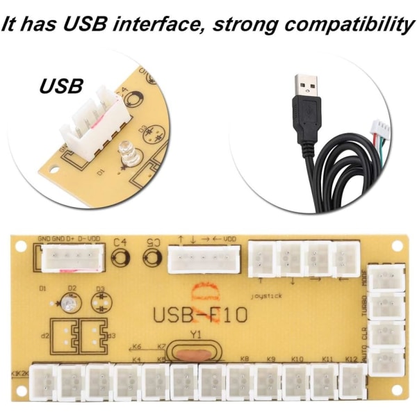 USB Joystick USB Encoder Abs Grön PC Universal USB F10 Game Joystick Kretskort Styrenhet Styrkort Montering