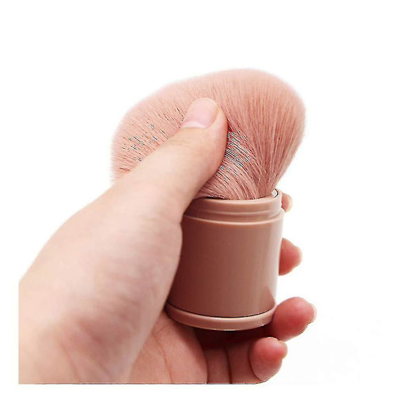 1 paket utdragbara sminkborstar 2 färger svart/rosa konturborste Bärbar rougeborste sminkverktyg (rosa)