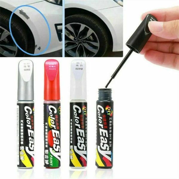 2-pack 12ml färgreparationspenna bil repborttagning bättringspenna Universal DIY Touch Up-penna Billackreparationspenna Vit bättringspenna Grårandig S/M