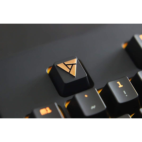 1 bit zink aluminiumlegering cap för mekaniskt tangentbord Artefakt Logotyp Stereoskopisk relief Keycap R4 Höjd (Färg: Svart)