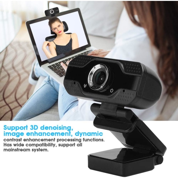 Webbkamera Abs förtjockad plast 1080P stationär datorkamera USB onlineklass webbkamera med mikrofon webbkamera 4K svart