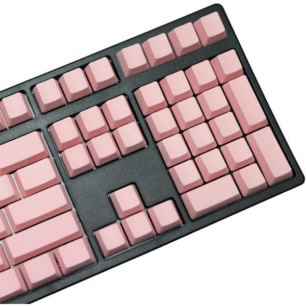 Printed 108 nycklar Blå Rosa Profil Tjocka Pbt-tangentkapslar för Wried USB Mekaniskt speltangentbord Iso Keycap (axelkropp: 87 nycklar, färg