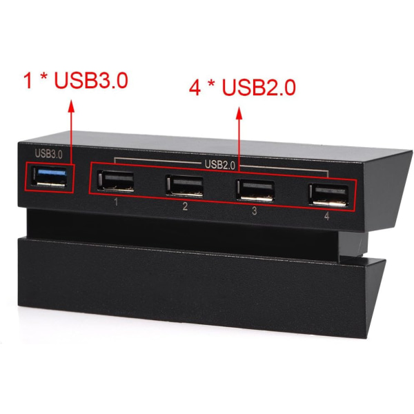 USB Hub för PS4 USB Hub för PS4-konsol Abs Black High Speed ​​5 Ports USB Hub 2.0 3.0 Expansion Hub Controller Adapter för Ps4-spelkonsol