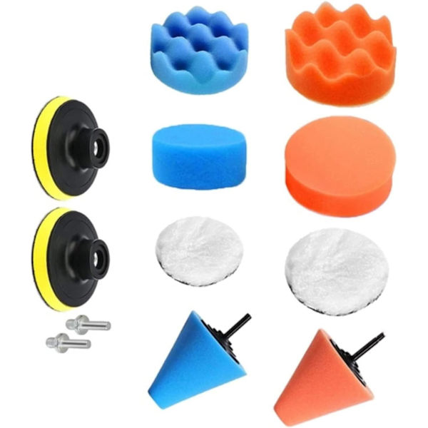 Polermaskin 12st/ Set Svamp bilpolerare vaxkuddar Putssats för båt bil polish buffert borrhjul polering tar bort repor