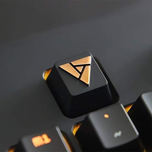 1 bit zink aluminiumlegering cap för mekaniskt tangentbord Artefakt Logotyp Stereoskopisk relief Keycap R4 Höjd (Färg: Svart)