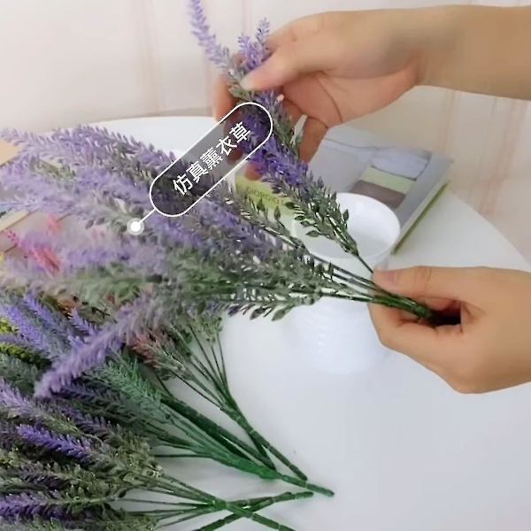 Konstgjord lavendelblomma 2 delar En bukett Lila lavendelbukett Realistisk simulering lavendelväxter