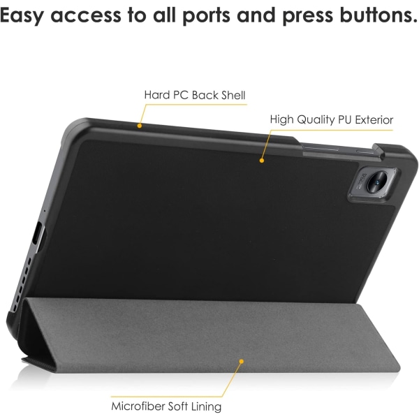 realme Pad Mini Tablet Case, Ultra Slim Lightweight Shell Stand Cover för 8,7 tum realme Pad Mini Tablet-Svart