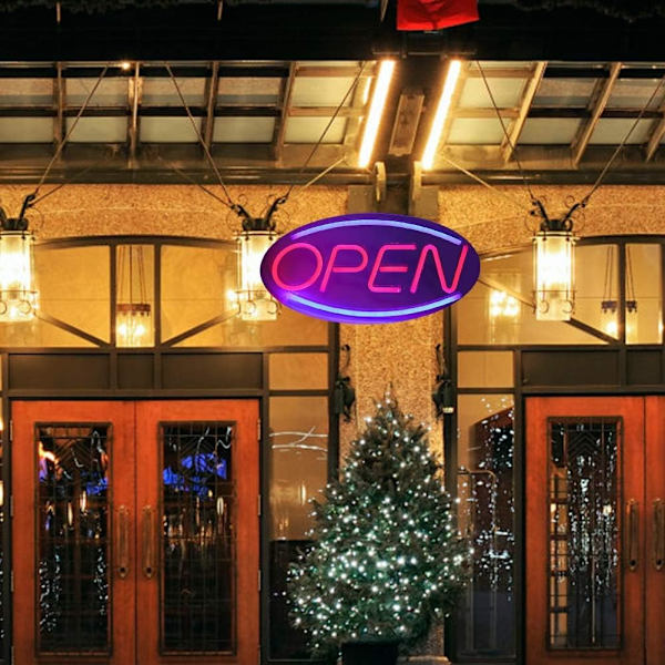 LED-neonskyltar, ÖPPNA bokstäverformade hängande LED-neonljusbutiksskyltar, USB driven LED-nattlampa för hemmafestbutik Bröllopsfödelsedag