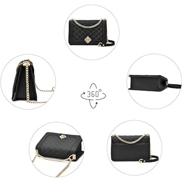 Axelväska dam liten kedja axelrem crossbody-väska axelväska kvällsväska äkta läder enfärgad