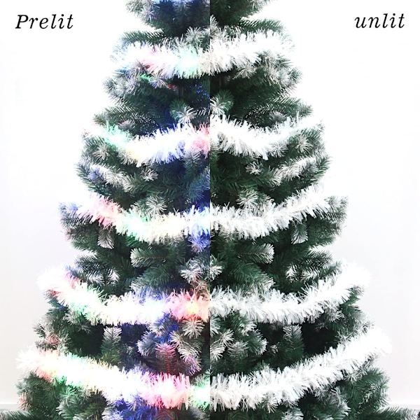 10 meter vit juldekoration glittergirlander med flerfärgade LED-lampor för julgran Hemkontorstillbehör vit