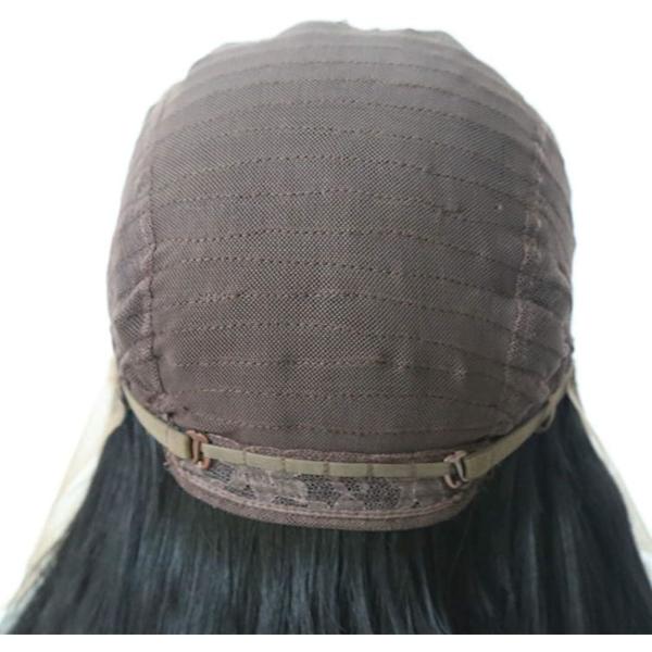 Hårförlängningar Fashian Handvävd Peruk Set Front Spets Kemisk Fiber Peruk Svart Medium Långt Rakt hår Svart Peruk Set (Färg: Svart, Storlek