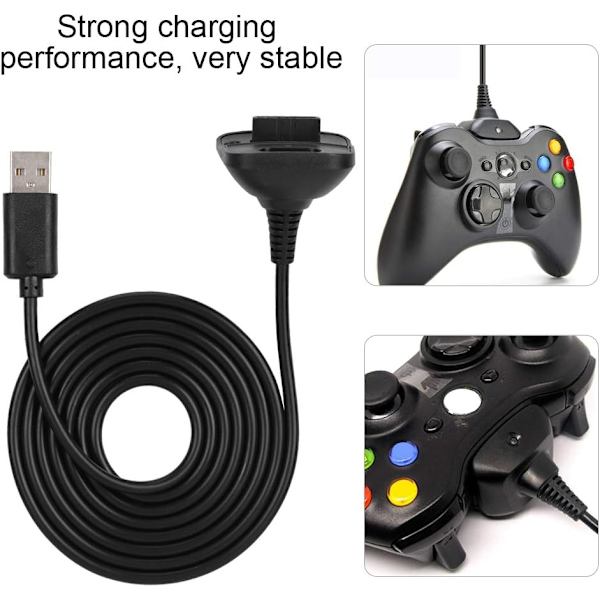 Laddare för en X360 Xbox 360-kontroll Xbox 360-kabel Abs 2 i 1 1,5M laddningskabel för Microsoft Xbox 360-kontroll Snabbladdning (svart) (svart)