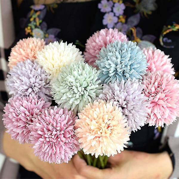 12 st konstgjorda blommor, 6 färger falska växter konstgjord krysantemum för inomhus, utomhus, trädgård