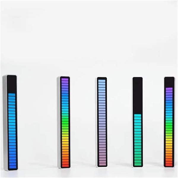Solnedgångslampa Black Shell RGB Röstaktiverad Pickup Rhythm Light med bas, aluminiumlegering 32 LED-bitar musiknivåindikator för självmedia