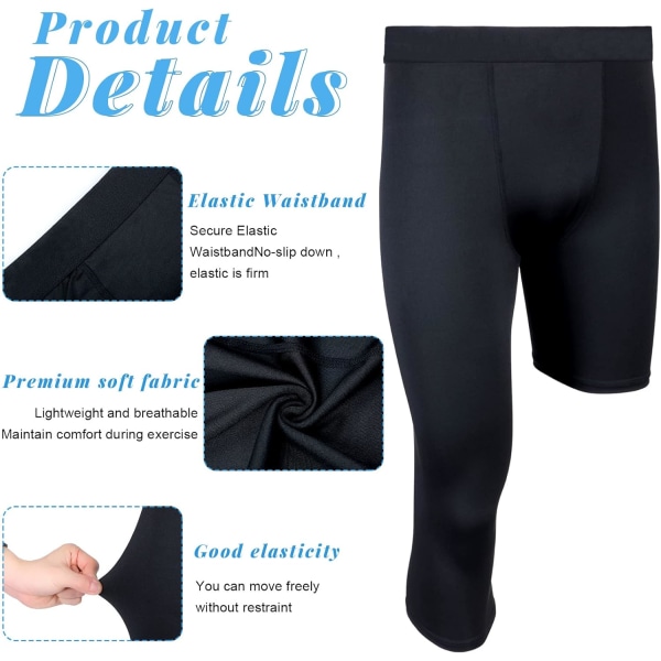 2-pack herr 3/4 ettbens kompressionstights Unisex Leggings Atletisk baslager för basketsport R Style Medium R Style Medium
