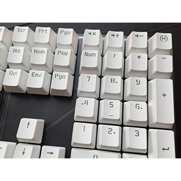 Double Shot 108 Key Complete Set Vit Gröna Ord PBT Keycap Profile För Switchar Mekaniskt speltangentbord (Färg: 108 Key)