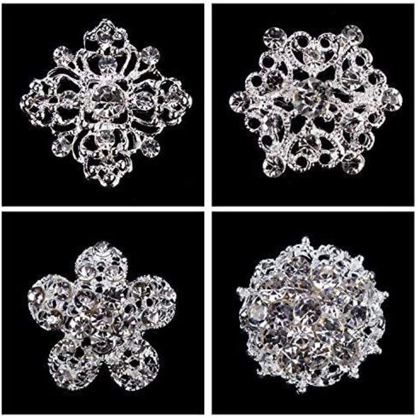 12st Mix Set Crystal Button Broschen halsduk blommig brosch Strass Corsage Bouquet Kit Gro? Handel Lot