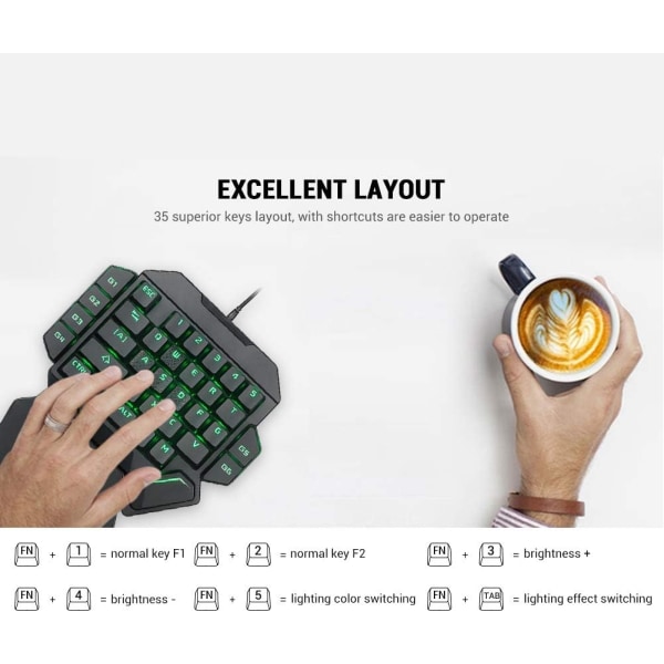 Tangentbord Gaming Tangentbord Plast Enhandstangentbord Rgb Blacklight Mekaniskt tangentbord med makrodefinitionsfunktion