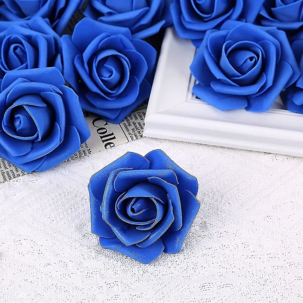 Konstgjorda blommor Rosor Huvuden, konstgjorda blommor som ser riktigt blå ut falska blommor Rosor (kungsblå)