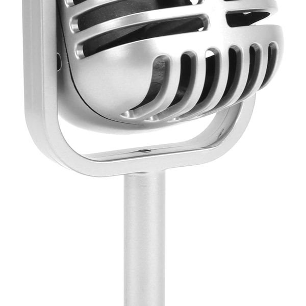 Vintage mikrofon Vintage mikrofon och stativ Klassisk plastmikrofon för att filma dansshower Öva på att använda mikrofonrekvisita Film (silver)
