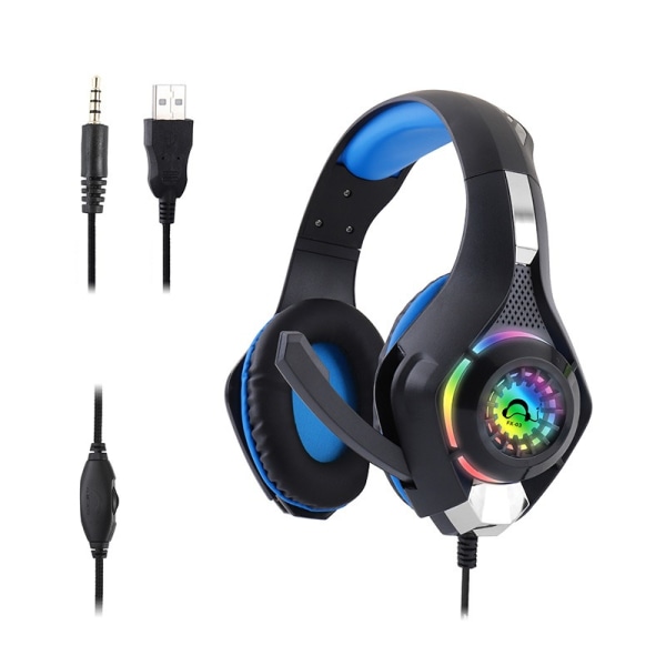 Headset Gaming Headset för PS4, PS5, PC Xbox Series Justerbart pannband 3,5 mm djup bas Stereo Surround Sound PS4 Headset blå
