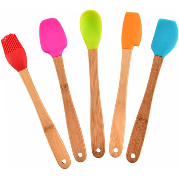 1 set 5 st Köksprylar Köksskrapa Spatel Mini silikonredskap Silikonspatelskrapa Nonstick spatlar Smörspatel Spatelverktyg