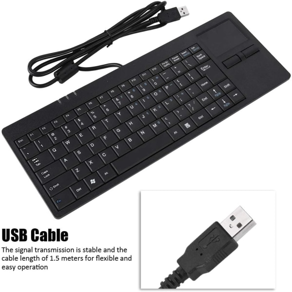 USB -tangentbord med pekplatta Trådbundet tangentbord med musmatta inbyggt USB usb inbyggt pekplatta Hub-port Tangentbord 86 Key Mute Ultratunnt tangentbord för
