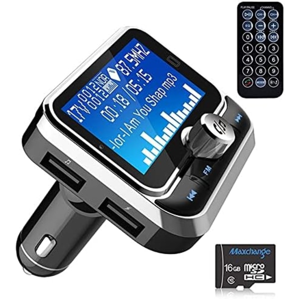 Biladapter Bluetooth Bil FM-sändare MP3-spelare Dubbel USB QC 3.0 Snabbladdare AUX Audio Bil FM-modulator Med Fjärrkontroll TF-kort