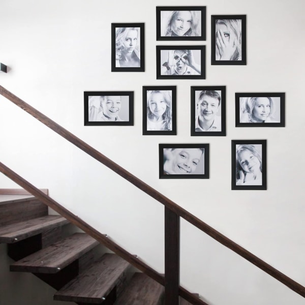Tavelram Set med 50 svarta fotoram Bulk Galleri Bildfotoram Klassisk enkel väggkollage displayram med matta för bordsskiva hemmakontor