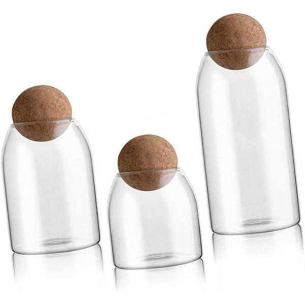Kaffe Dekorativa flaskbehållare Kök Ml Bean Cork S Träbehållare Transparenta luftburkar Glas Te Borosilikat Förvaring Klara behållare Burk