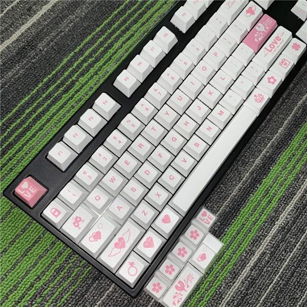 111 nycklar PBT Dye Sublimation Alla hjärtans dag-tema Tangentkapslar Mekaniskt tangentbord Tangentkapslar Cherry Profile (axelkropp: endast knappar, färg: