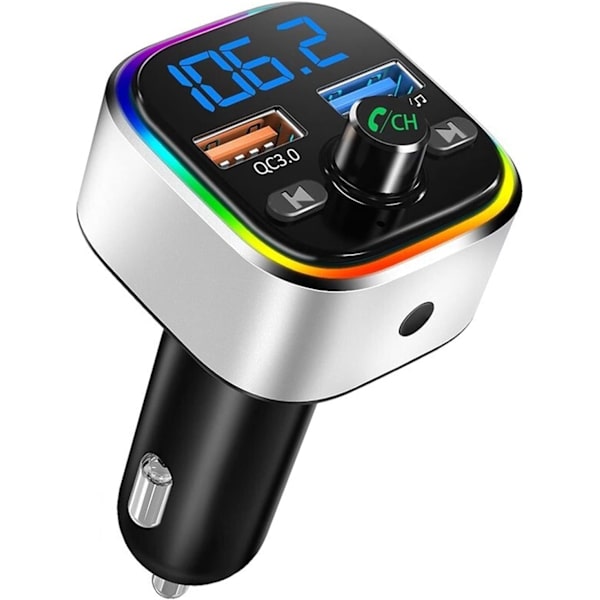 Biladapter T32 RGB Bil FM-sändare Bluetooth 5.0 Handsfree Trådlös MP3 Radio Adapter Player QC3.0 Dual USB Snabbladdning Bil FM-modulator