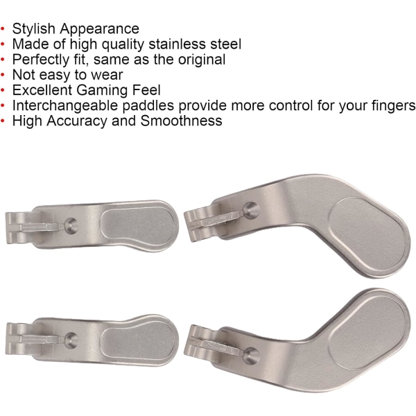 Controller Paddle Controller Paddel Rostfritt stål Silver Controller Paddlar Rostfritt stål Ersättningskontroll Tillbehör för Xbox One Elite