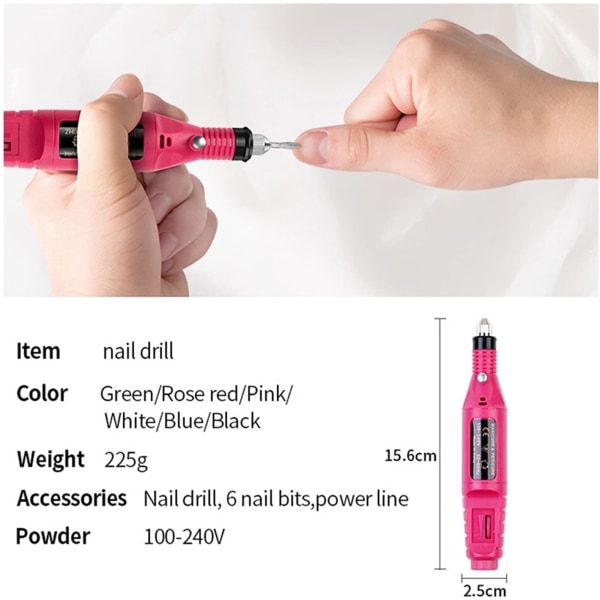 1 set Professionell elektrisk nagelborrmaskin Manikyrmaskin Nail Art Nagelfil Nagelborrpoleringsverktyg (Färg: USB