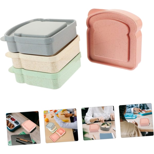 4 st lådor Smörgåslåda Plastbehållare med lock Plast Lunchlåda Godisbehållare Återanvändbar smörgåslåda Rostat bröd Brödlåda Köksbehållare Förvaring