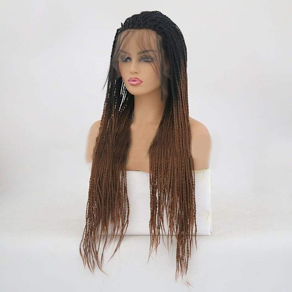 Hårförlängningar Fashian T Färg Långt rakt hår Gradientfärg Liten Scorpion Dirty Wig Front Spetsperuk (Färg: Fotofärg, Storlek: 22