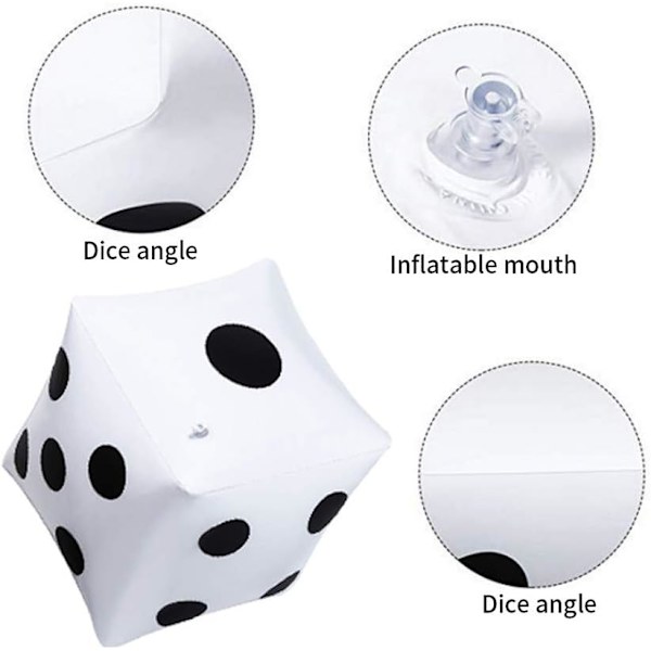 2-pack jätteuppblåsbara tärningsleksaker för festspel Poolpartyfavoriter, 32 cm/12 tum, vit 32 centimeter