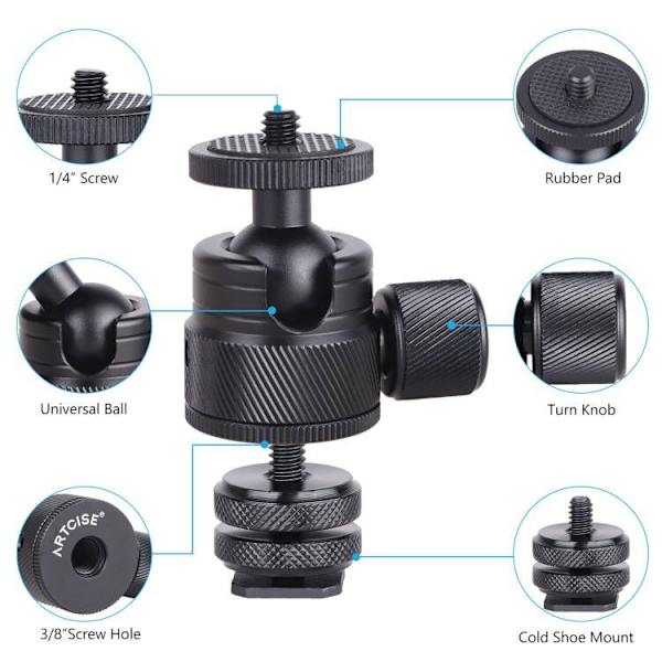 Artcise GH7 CNC-legering Gimbal Pan Head Panoramiskt stativ Head Carbon Pan Head Ultrastabilt gimbal Pan Head 720 graders roterande panorama Pan Head