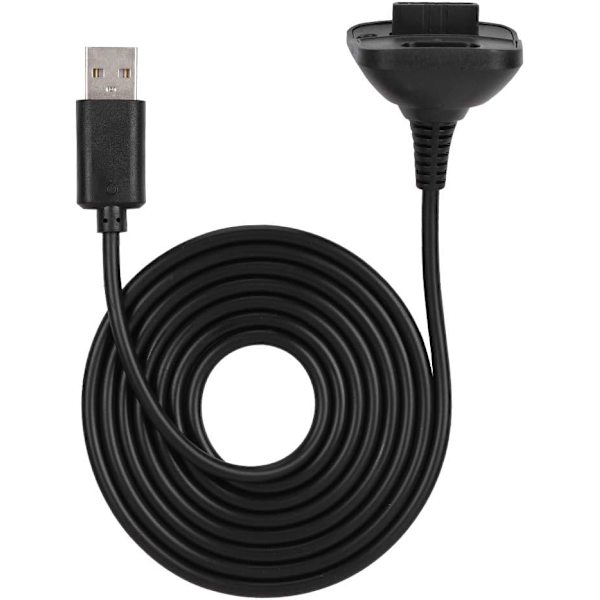 Laddare för en X360 Xbox 360-kontroll Xbox 360-kabel Abs 2 i 1 1,5M laddningskabel för Microsoft Xbox 360-kontroll Snabbladdning (svart) (svart)