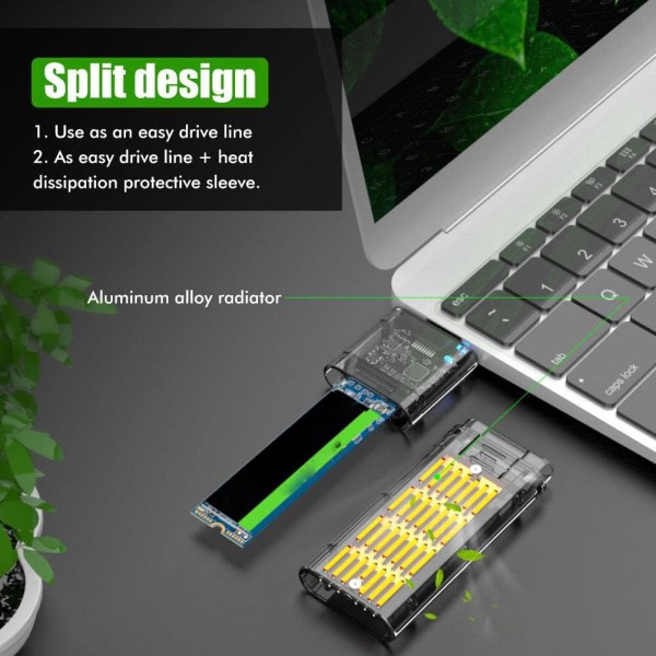 State Hard Drive Enclosure Transparent Ssd Enclosure Pc Transparent Typec Gen1 Ssd Enclosure M.2 Ngff State Hard Drive Enclosure