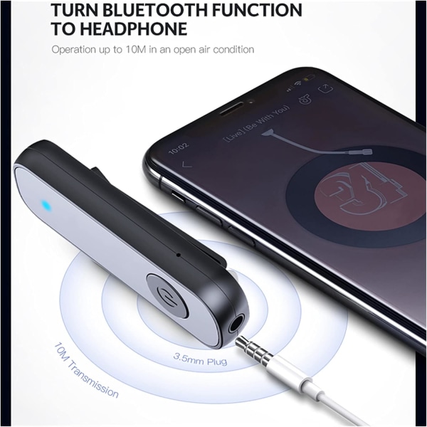 Biladapter Bluetooth 5.0-mottagare 3,5 mm 3,5 AUX-uttag USB Stereomusikklipp Trådlös ljudadapter med mikrofon för högtalare Bilsatssändare