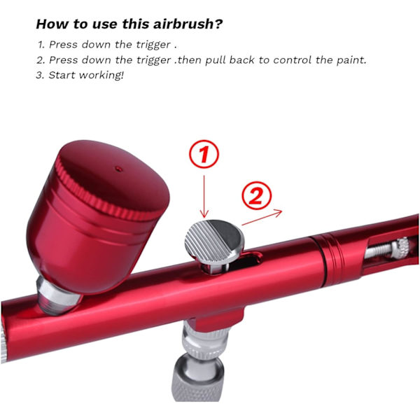 Airbrush Tool Dual Action Gravity Feed 0,3 mm munstycke Spray Gun Cake Dekorationsborstar för smink Nagelmanikyr Tatuering Målarhalm (Färg: