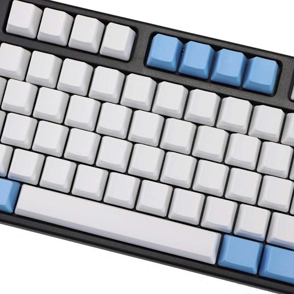 Tomma 87 nycklar Layout Tjock PBT Keycap Vit Blå Regndroppe Färgmatchande Keycaps (Färg: 87 KEY lägg till ISO)