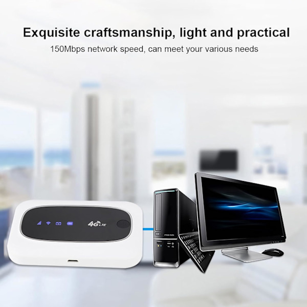 Bärbar Wifi Wifi Router Abs 4G Wifi Modem Router Bärbar hotspot för Europa och Asien (svart) (Vit)