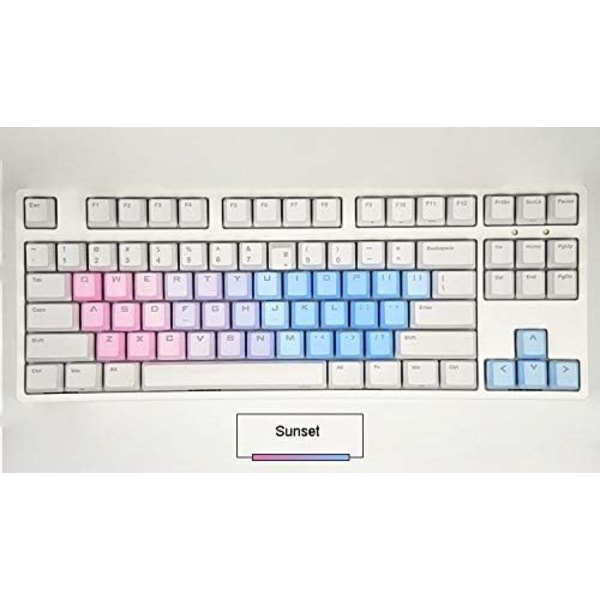 37-Keys Alphabet Keycaps Arrow Keycaps Replacement Keyset Heavy Dyed Rainbow Profile PBT Double-shot Top Shine-through Keycap (Färg: