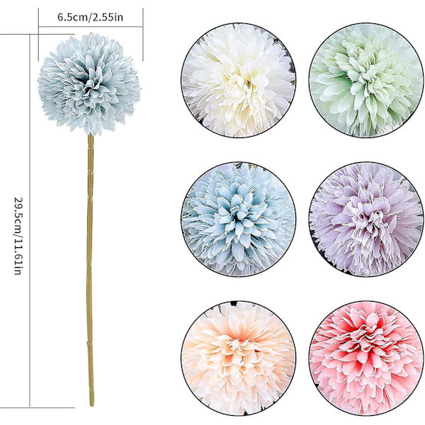 12 st konstgjorda blommor, 6 färger falska växter konstgjord krysantemum för inomhus, utomhus, trädgård