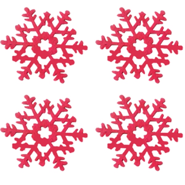 4 st Julgransunderlägg i Filt, Snöflinga-Stil red