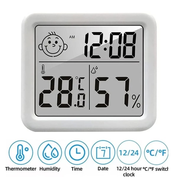Digital Termo-Hygrometer Termometer Fuktighetsmätare Väderstation Svart band L/XL